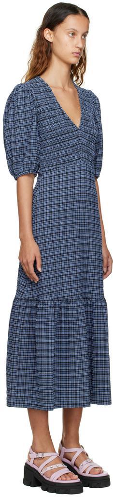 商品Ganni|Black & Blue Checked Midi Dress,价格¥2389,第4张图片详细描述