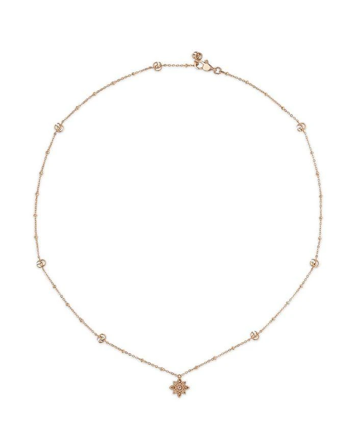 商品Gucci|18K Rose Gold Flora Diamond Flower Pendant Necklace, 15-16",价格¥24474,第2张图片详细描述