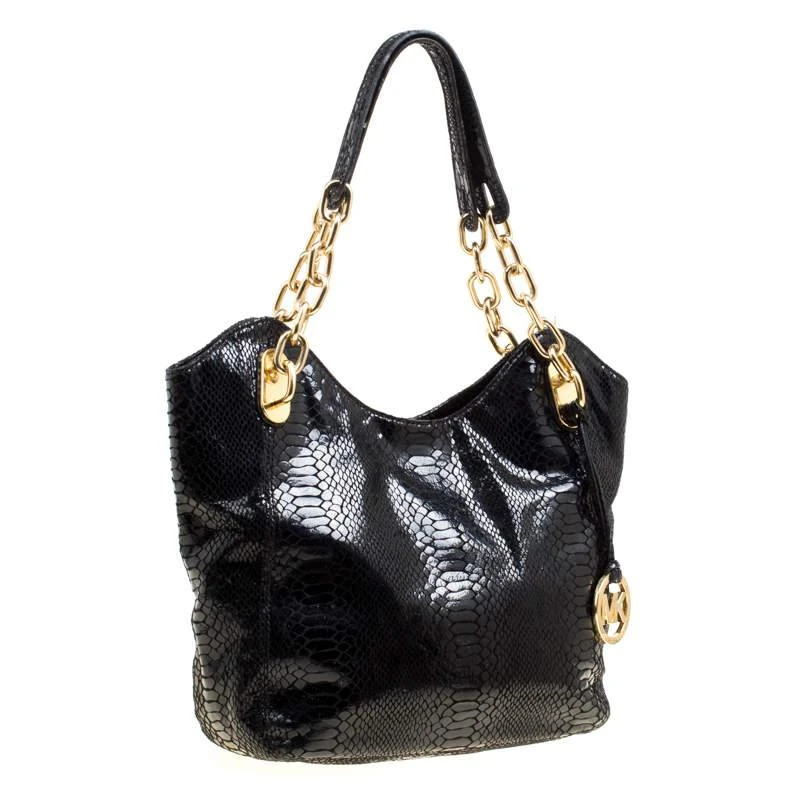 商品[二手商品] Michael Kors|Michael Michael Kors Python Embossed Leather Medium Lilly Chain Tote,价格¥1672,第3张图片详细描述