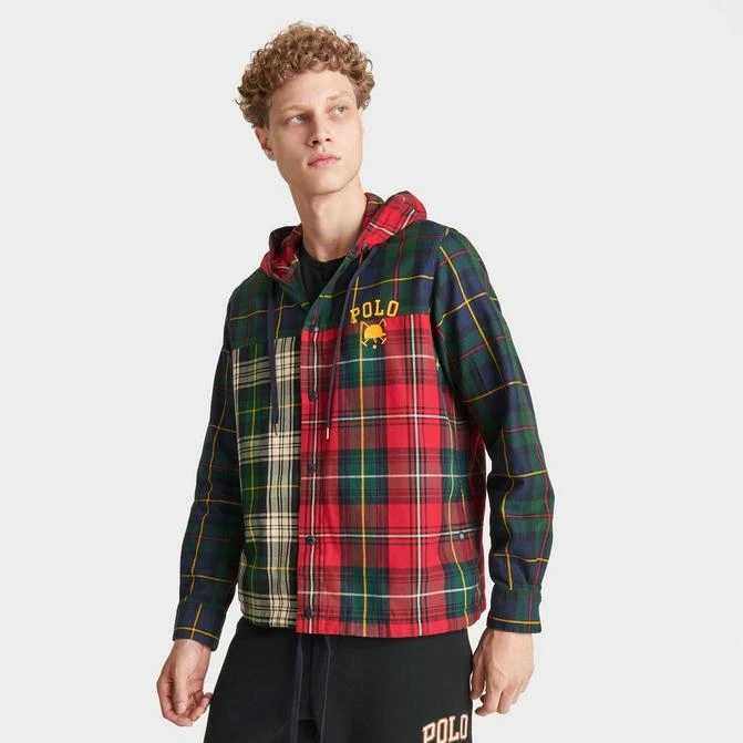 商品Ralph Lauren|Men's Polo Ralph Lauren Tartan Hooded Button-Up Shirt,价格¥1289,第1张图片