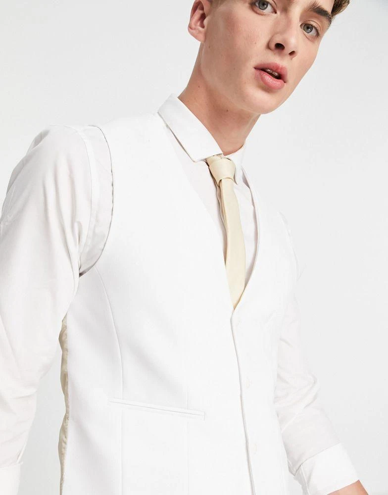 商品ASOS|ASOS DESIGN super skinny suit waistcoat in white,价格¥150,第3张图片详细描述