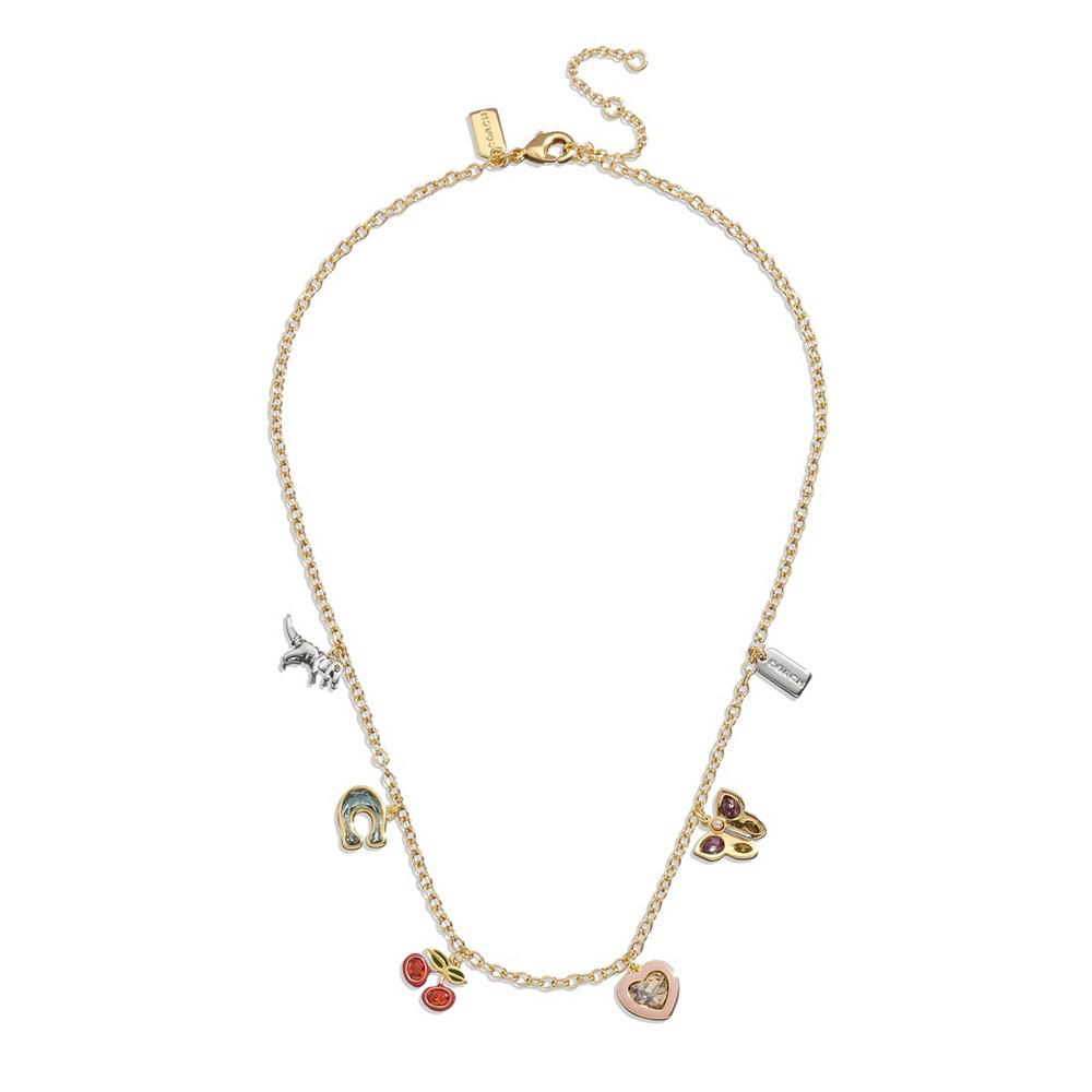 Faux Stone and Imitation Pearl Signature Charm Necklace商品第4张图片规格展示