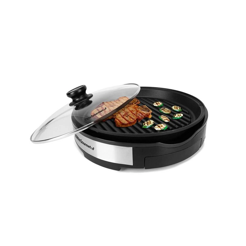商品Elite Gourmet|12" Smokeless Indoor Electric BBQ Nonstick Grill with Glass Lid,价格¥397,第5张图片详细描述