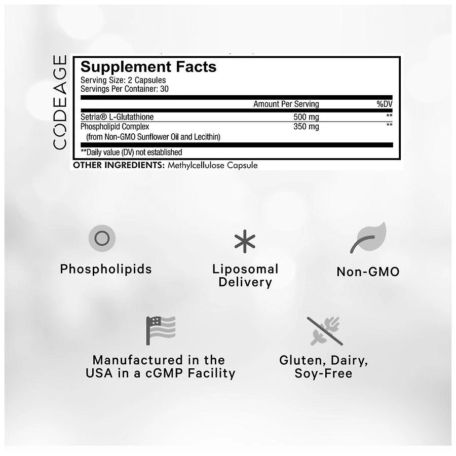 商品Codeage|Liposomal Glutathione Setria L Glutathione Capsules,价格¥298,第4张图片详细描述