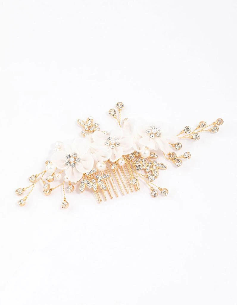 商品Lovisa|Gold Flower Diamante & Pearl Hair Comb,价格¥186,第1张图片