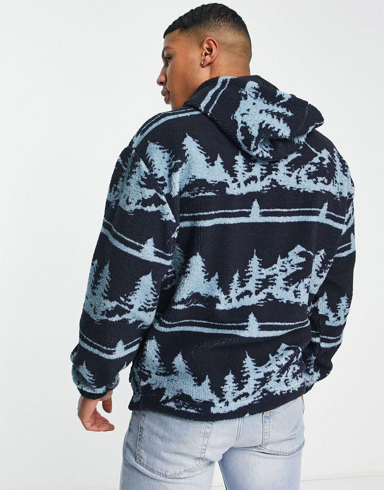 ASOS Actual oversized teddy borg hoodie with all over scenic print in multi商品第2张图片规格展示