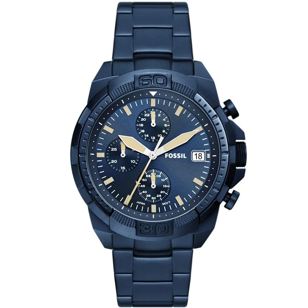 商品Fossil|Men's Bronson Chronograph, Blue Ion Plating Stainless Bracelet Watch,价格¥903,第1张图片