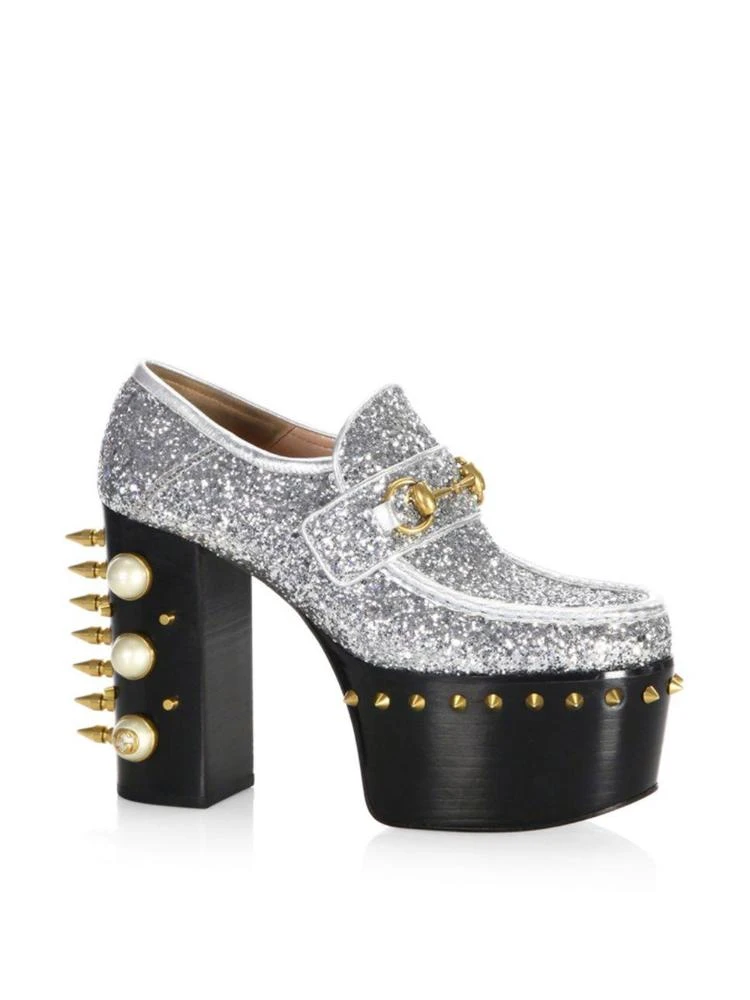 商品Gucci|Gucci - Vegas Pearl & Stud Glitter Platform Pumps,价格¥6187,第1张图片