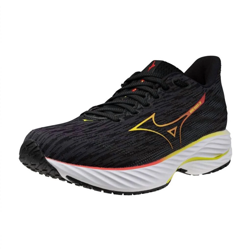 商品Mizuno|Women's Wave Rider 28 Sneakers In Black/evening Primrose,价格¥691,第4张图片详细描述