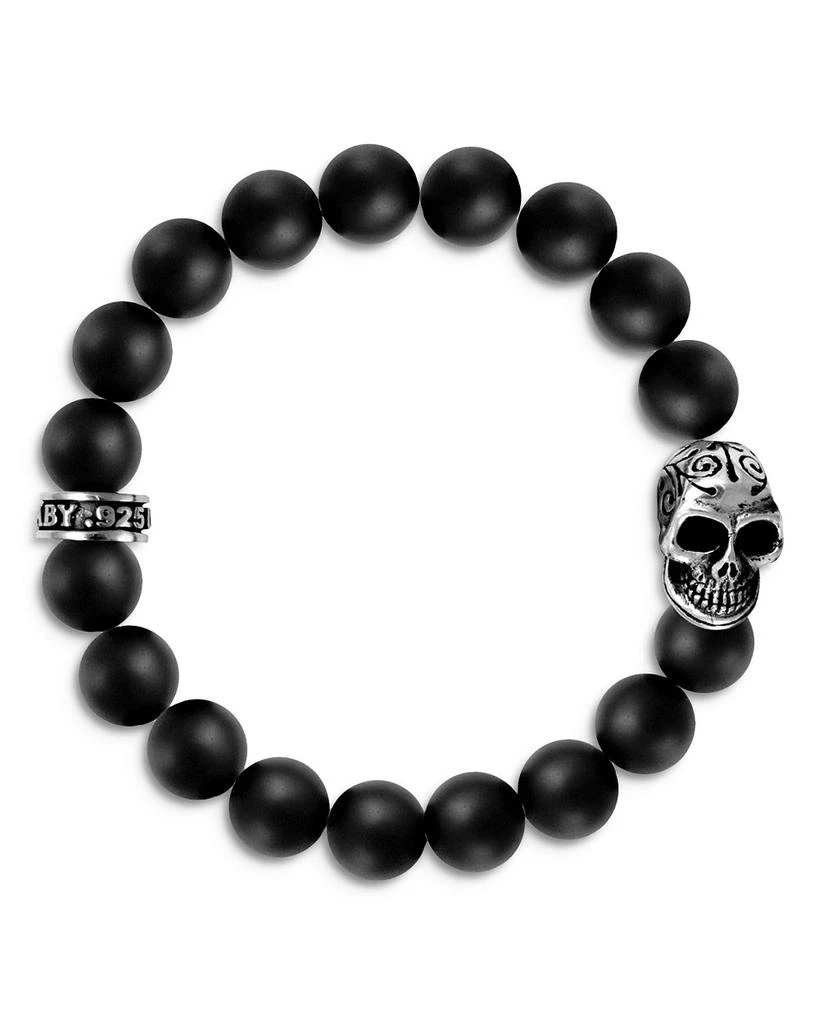 商品King Baby|Black Onyx Bead Bracelet with Day of the Dead Skull,价格¥2080,第1张图片