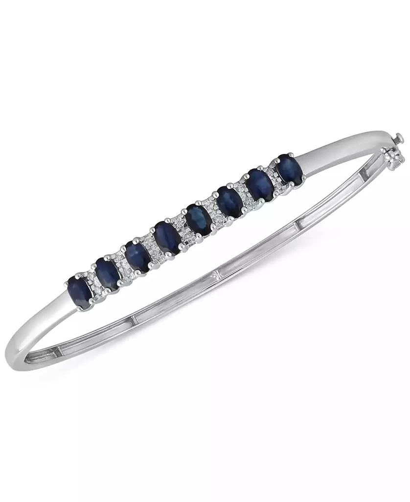 商品Macy's|Tanzanite (3-1/8 ct. t.w.) & Diamond (1/8 ct. t.w.) Bangle Bracelet in 14K Gold over Sterling Silver (Also Available in Ruby, Emerald, and Sapphire),价格¥3086,第1张图片