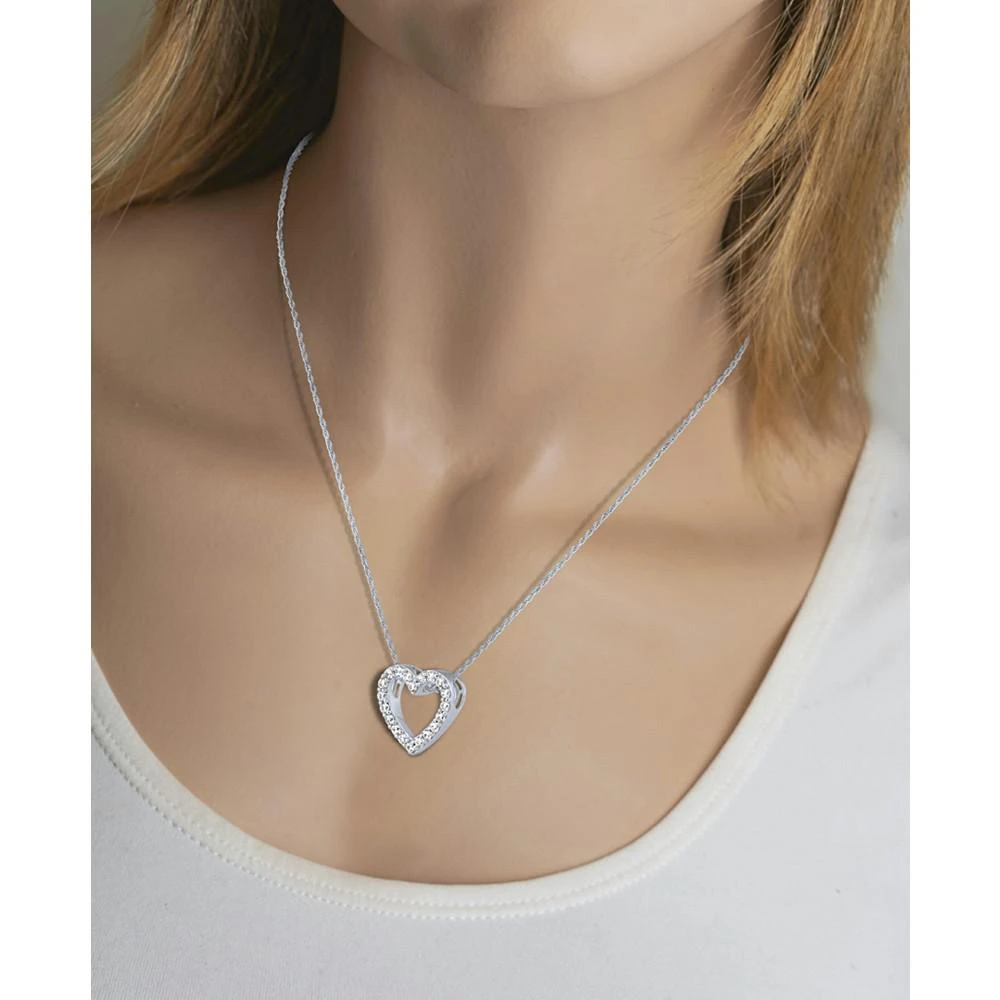 商品Macy's|Diamond Heart Pendant Necklace (1/2 ct. t.w.) in 14k White Gold, 16" + 2" extender,价格¥4519,第2张图片详细描述