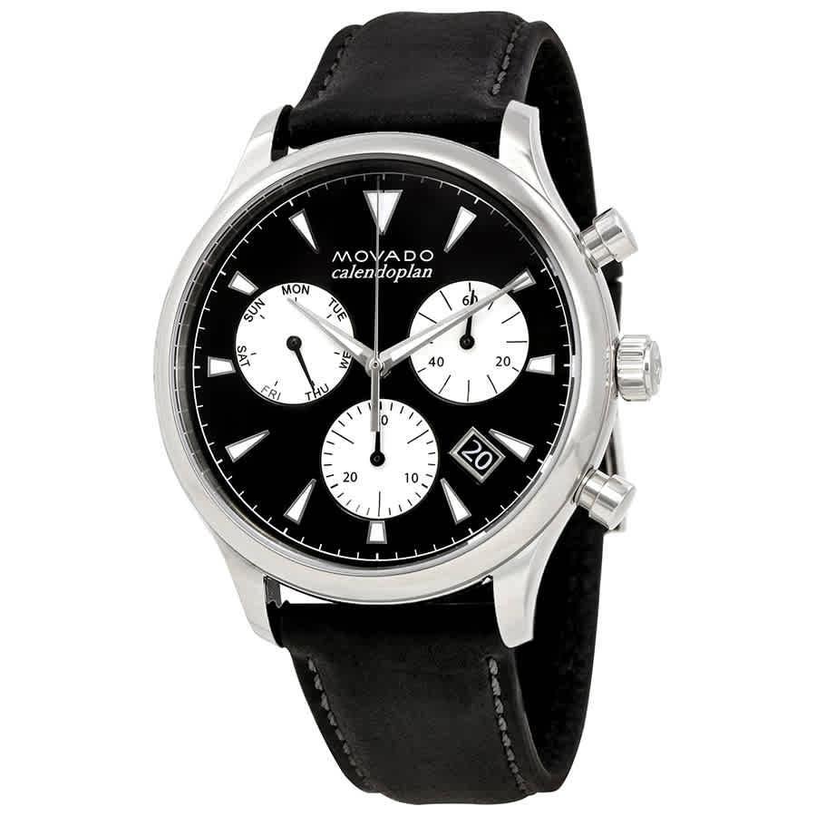 商品Movado|Movado Heritage Chronograph Black Dial Mens Watch 3650005,价格¥3869,第1张图片