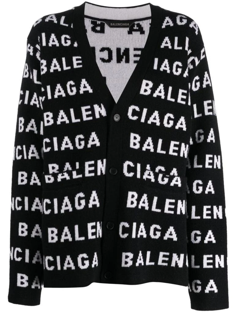 商品Balenciaga|BALENCIAGA Allover logo wool cardigan,价格¥9092,第1张图片