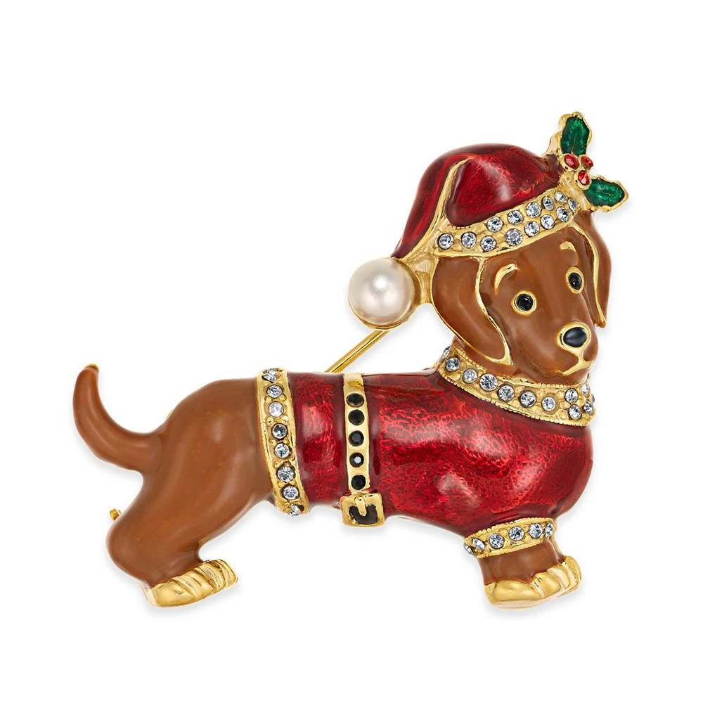 商品Charter Club|Gold-Tone Pavé & Imitation Pearl Dog Pin, Created for Macy's,价格¥55,第1张图片