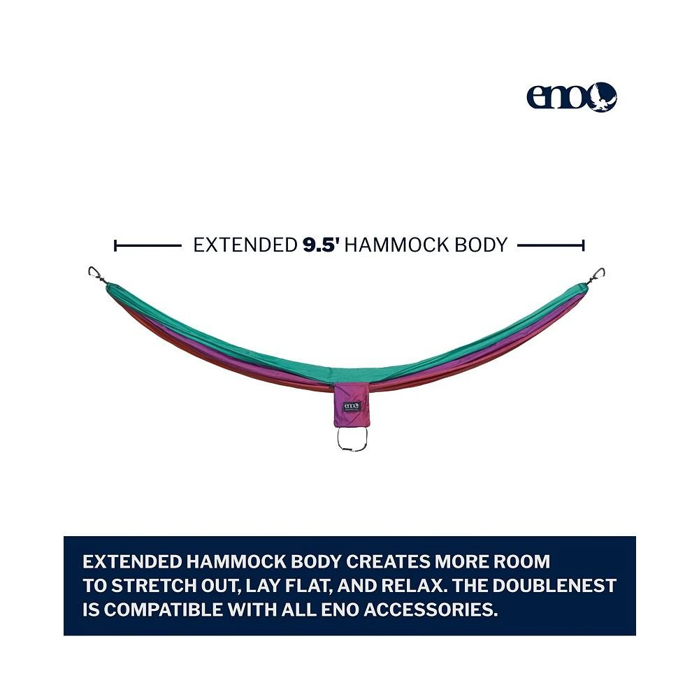 商品ENO|DoubleNest Hammock - Lightweight, Portable, 1 to 2 Person Hammock - For Camping, Hiking, Backpacking, Travel, a Festival, or the Beach - Fade/Seaglass,价格¥632,第2张图片详细描述