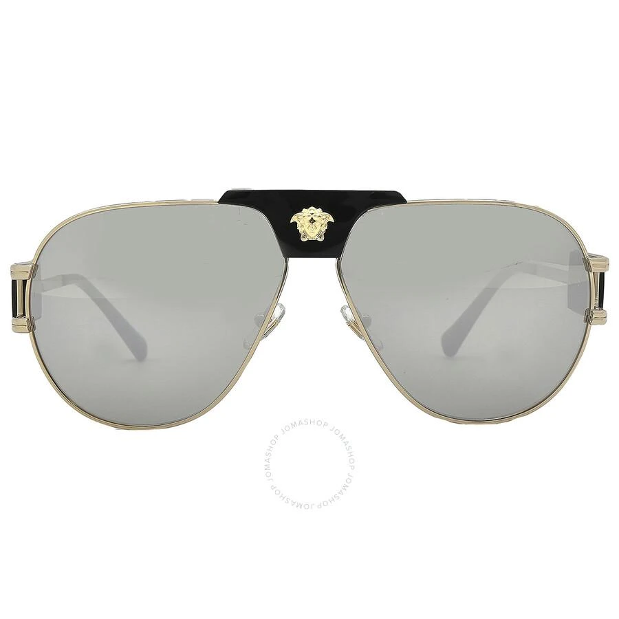 商品Versace|Light Grey Mirror Silver Pilot Men's Sunglasses VE2252 10026G 63,价格¥1206,第1张图片