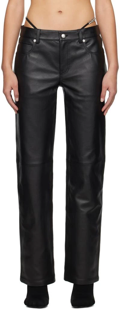 商品Alexander Wang|Black Low-Rise Leather Pants,价格¥10999,第1张图片