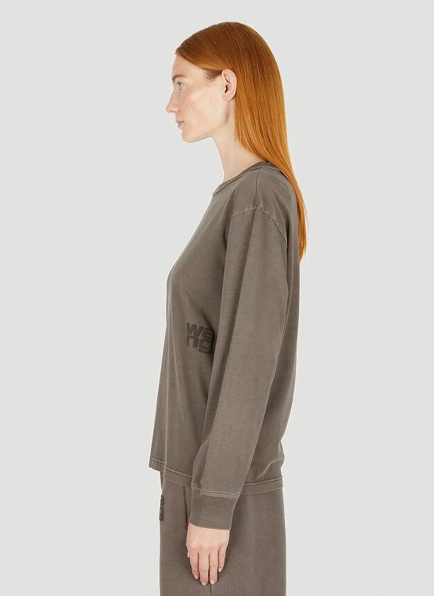 商品Alexander Wang|Puff Logo Long Sleeve T-Shirt in Brown,价格¥540,第3张图片详细描述