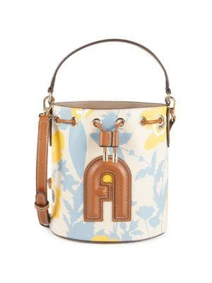 商品Furla|Floral-Print Leather Bucket Bag,价格¥800,第1张图片