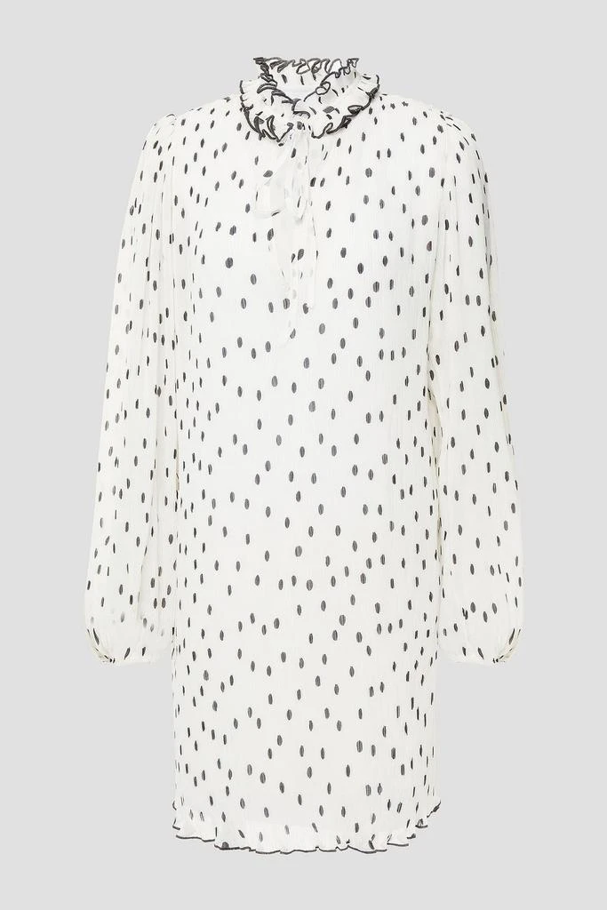 商品Ganni|Ruffle-trimmed polka-dot plissé-chiffon mini dress,价格¥357,第3张图片详细描述