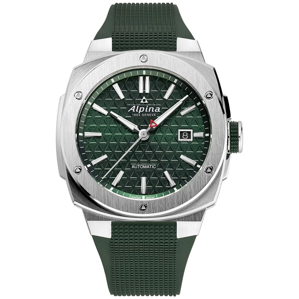 商品Alpina|Men's Swiss Automatic Alpiner Green Rubber Strap Watch 41mm,价格¥12764,第1张图片