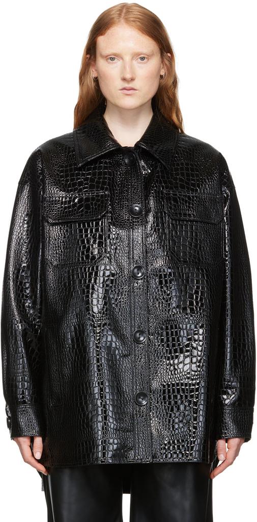Black Sabitha Faux-Leather Jacket商品第1张图片规格展示