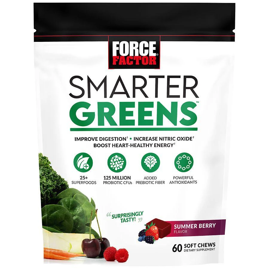 商品Force Factor|Smarter Greens Soft Chews Summer Berry,价格¥166,第1张图片