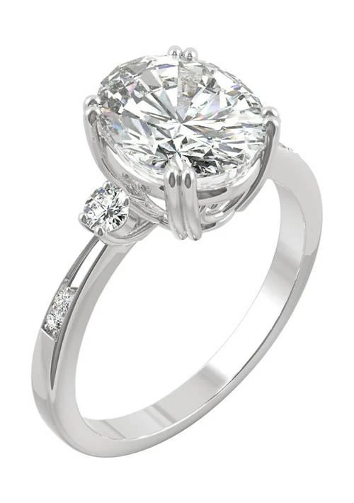 商品Charles & Colvard|Colvard 3.14 Ct. T.w. Moissanite Oval Engagement Ring In 14K White Gold,价格¥11922,第2张图片详细描述