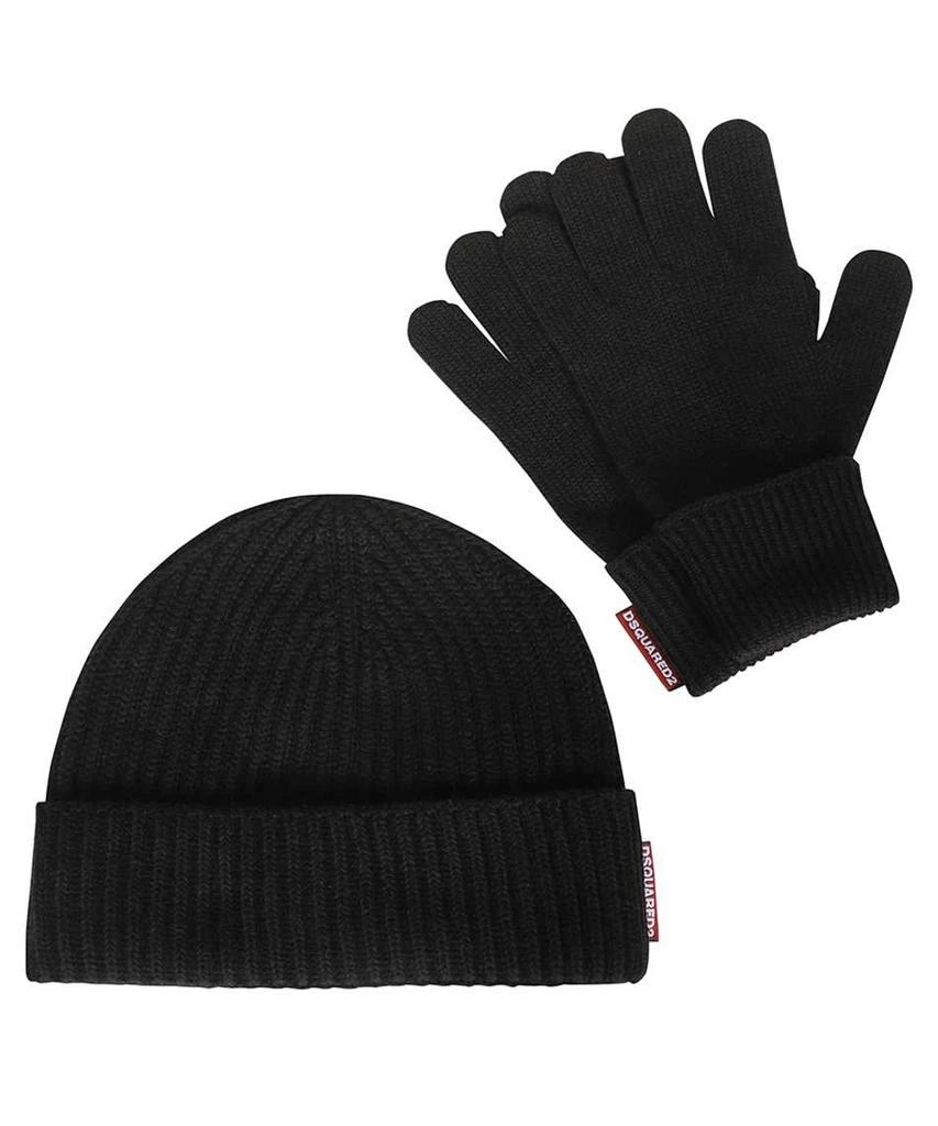商品DSQUARED2|Knitted Hat And Gloves Set,价格¥1371,第1张图片
