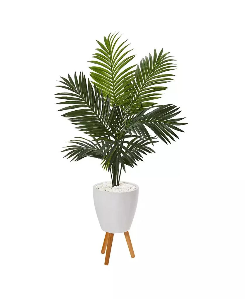 商品NEARLY NATURAL|61" Paradise Palm Artificial Tree in White Planter with Stand,价格¥1946,第1张图片