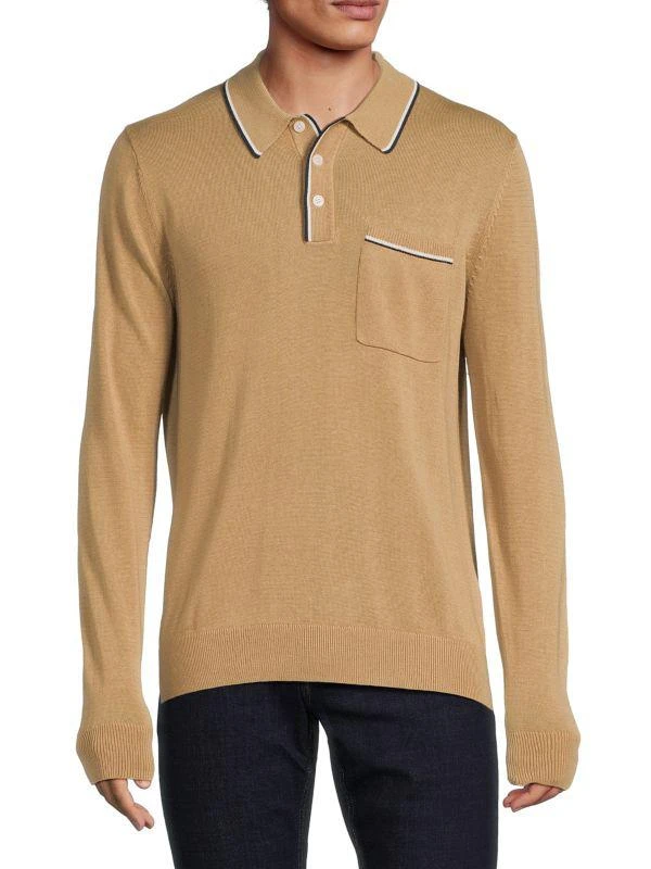 商品Saks Fifth Avenue|Tipped Long Sleeve Sweater Polo,价格¥225,第1张图片