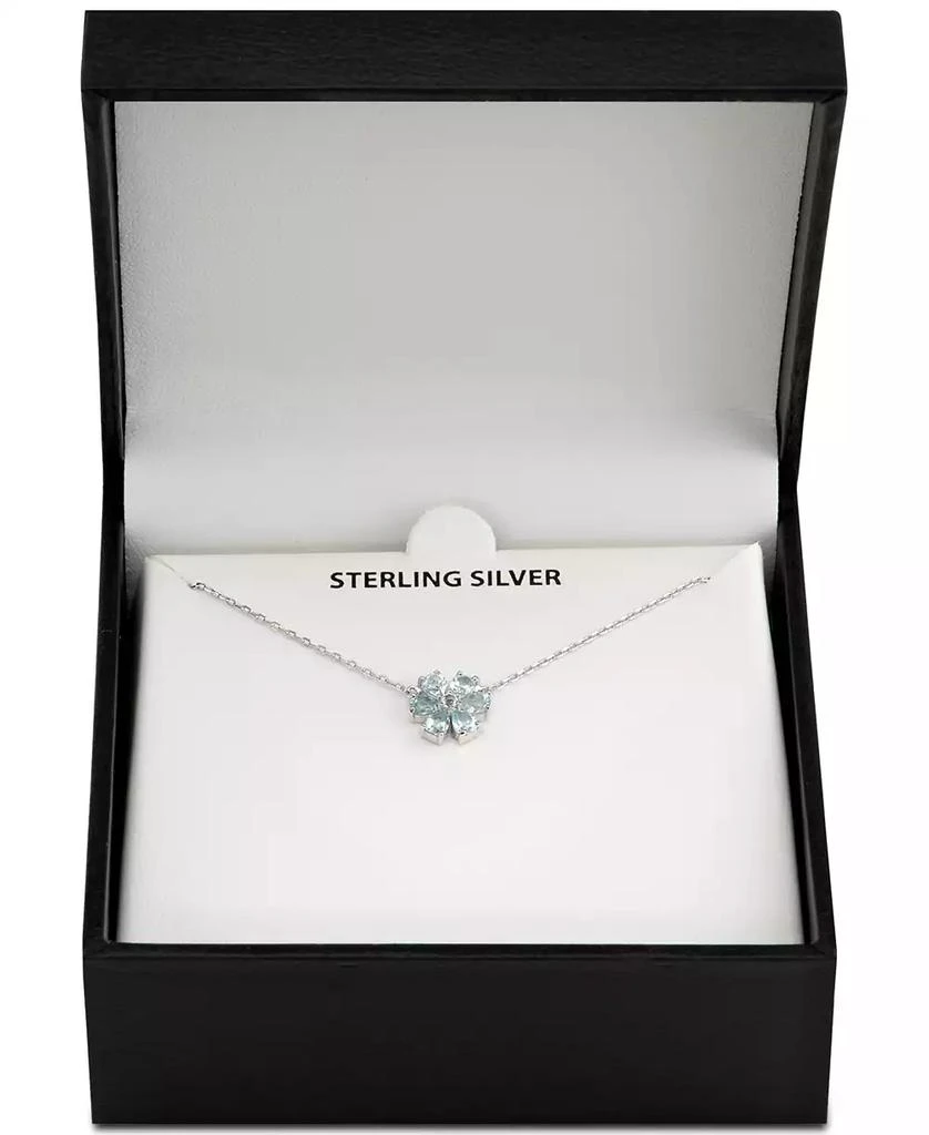 商品Macy's|Blue Topaz (1-1/5 ct. t.w.) & White Topaz Accent Flower 18" Pendant Necklace in Sterling Silver,价格¥190,第3张图片详细描述