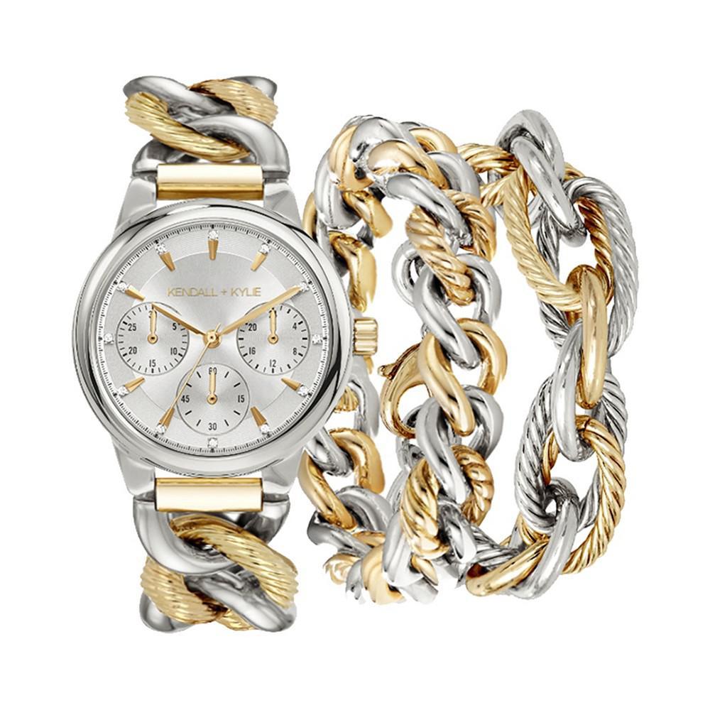 商品KENDALL & KYLIE|Women's Two-Tone Metal Alloy Bracelet Watch 32mm Gift Set,价格¥706,第1张图片