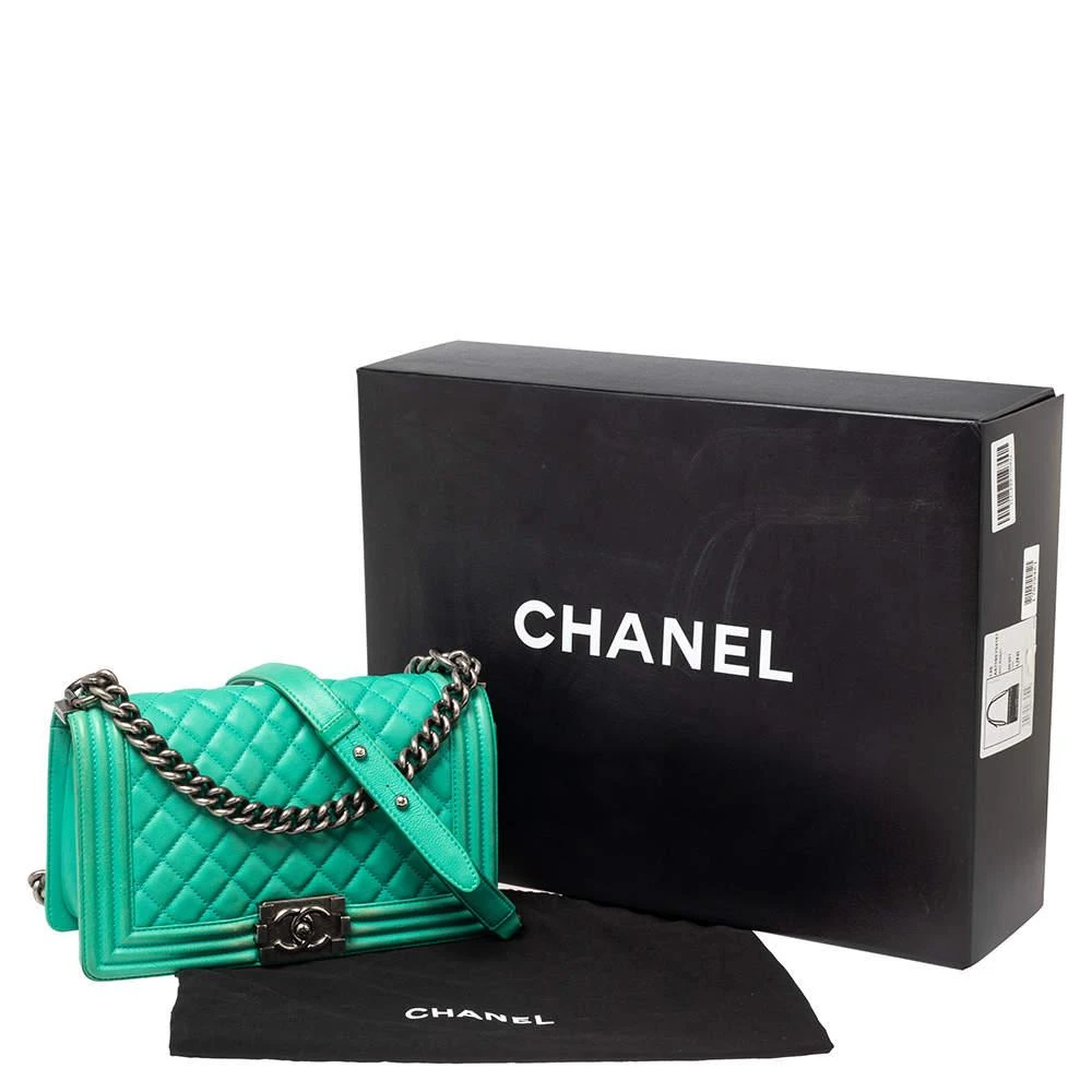 Chanel Green Quilted Leather Medium Boy Flap Bag 商品