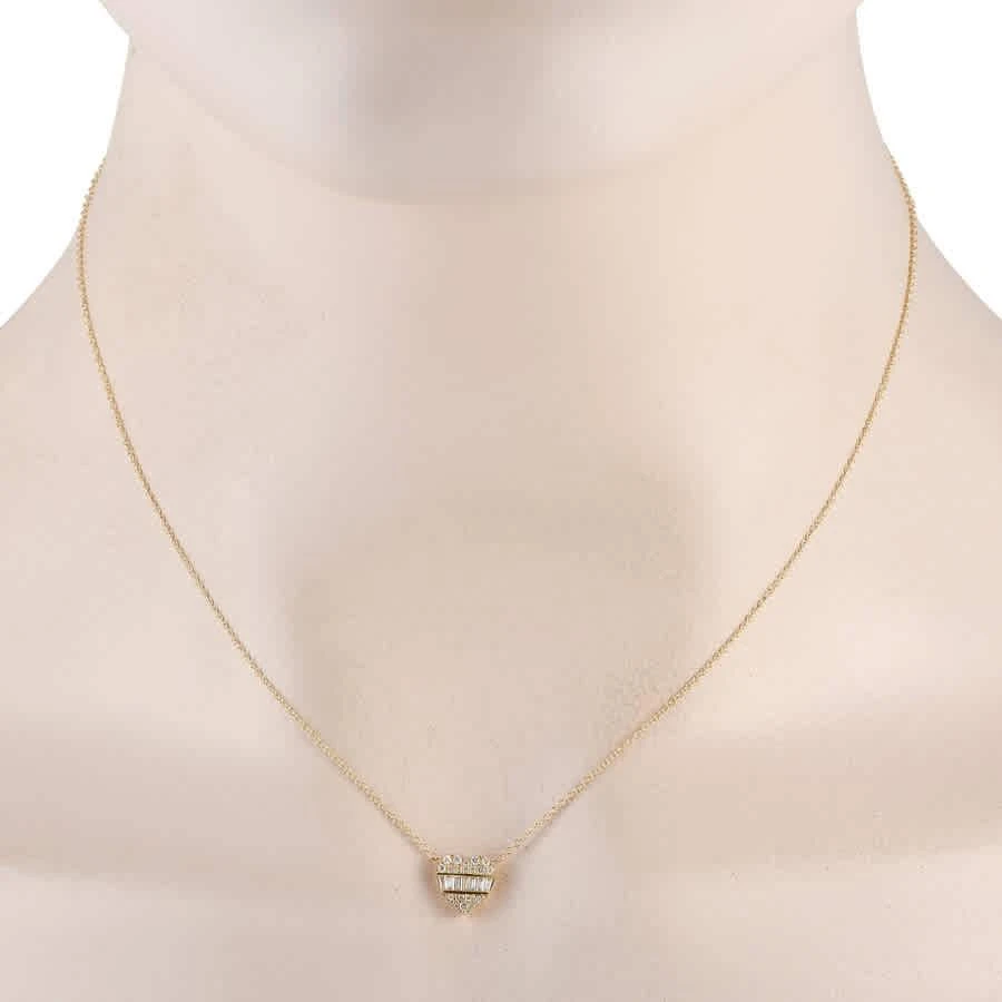 商品LB Exclusive|14K Yellow Gold 0.15ct Diamond Heart Necklace,价格¥2287,第2张图片详细描述