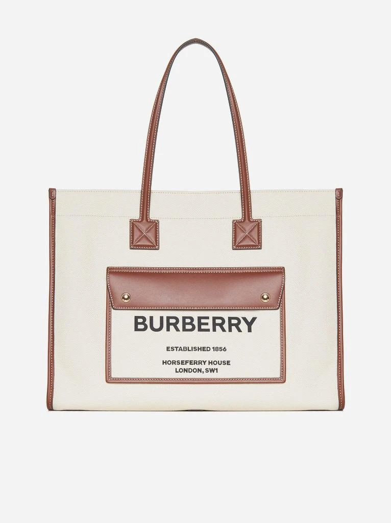 商品Burberry|Freya canvas and leather medium tote bag,价格¥11726,第1张图片