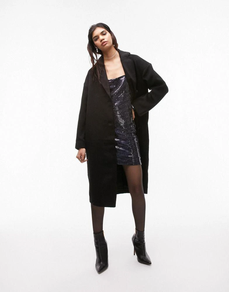 商品Topshop|Topshop smart long coat in black,价格¥289,第4张图片详细描述