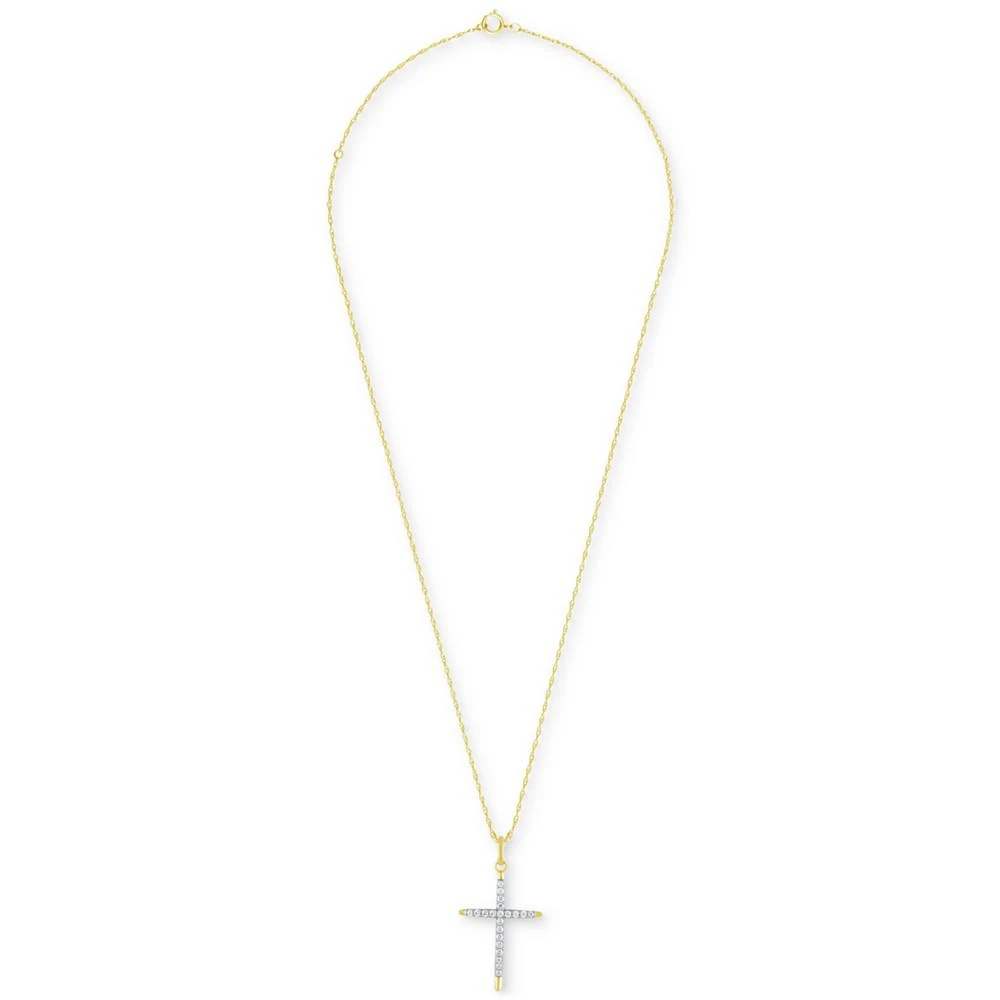 商品Macy's|Diamond Cross Pendant Necklace (1/2 ct. t.w.) in 14k Two-Tone Gold, 16" + 2" extender,价格¥5422,第1张图片
