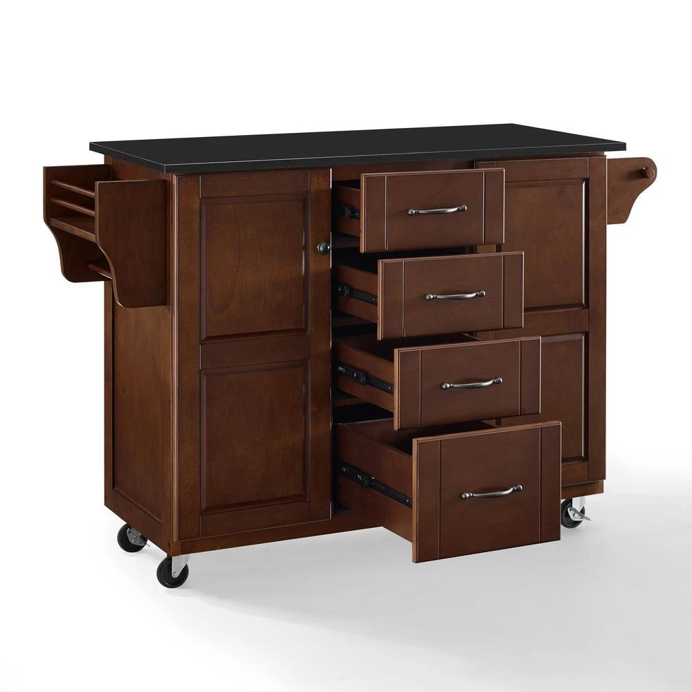 商品Crosley Furniture|Eleanor Granite Top Kitchen Cart Mahogany/Black,价格¥4460,第5张图片详细描述
