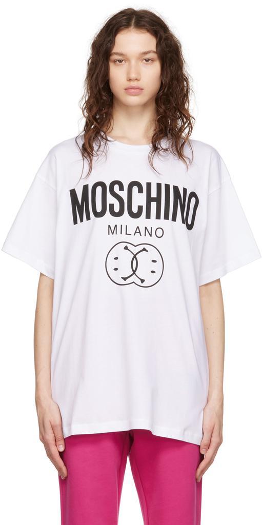 商品Moschino|White Smiley Edition Double Smiley T-Shirt,价格¥1454,第1张图片