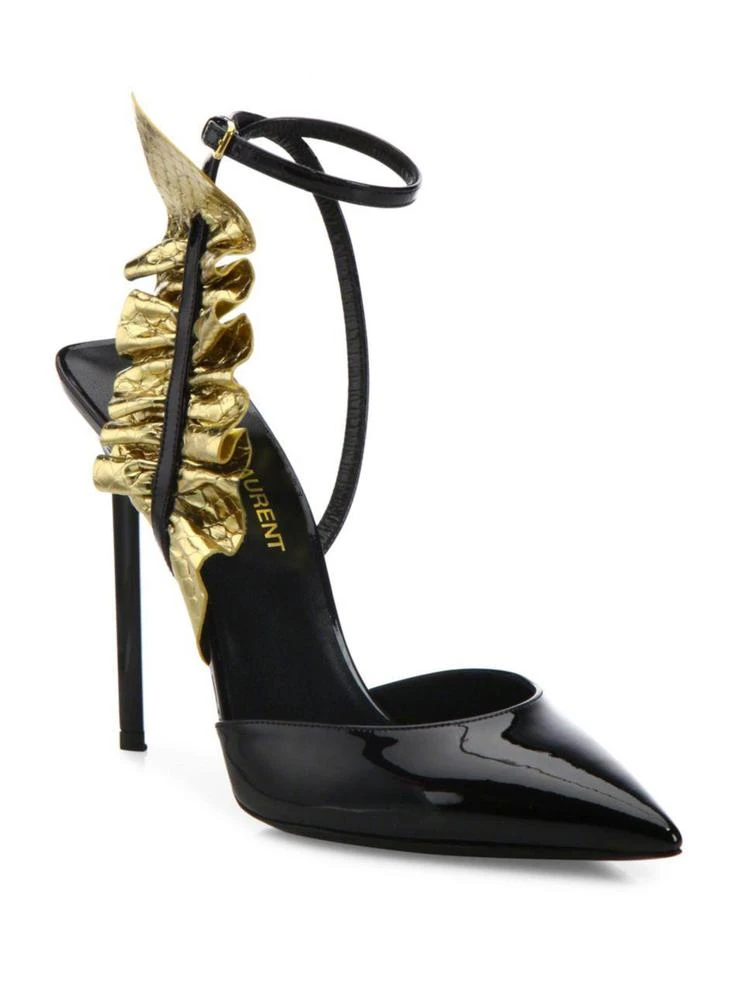 商品Yves Saint Laurent|Edie Metallic & Patent Leather Ankle-Strap Pumps,价格¥2985,第1张图片