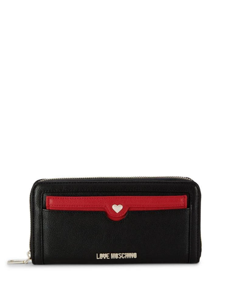 商品Moschino|Faux Leather Zip-Around Wallet,价格¥629,第1张图片