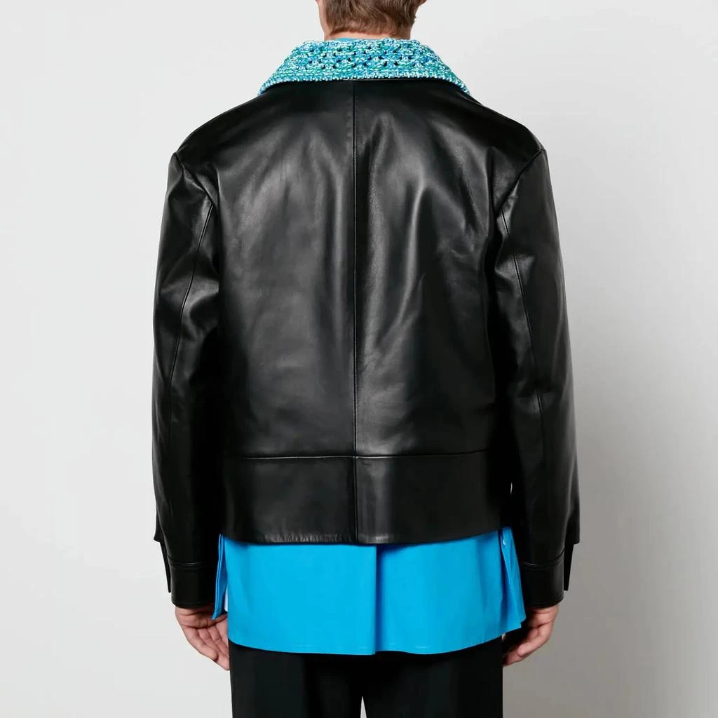 商品Ambush|AMBUSH Men's Crochet Collar Leather Jacket - Black,价格¥3031,第2张图片详细描述