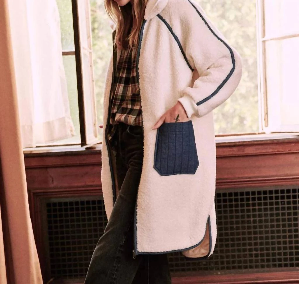 商品The Great|The Shepherd Coat In Cream Sherpa With Denim,价格¥2363,第3张图片详细描述
