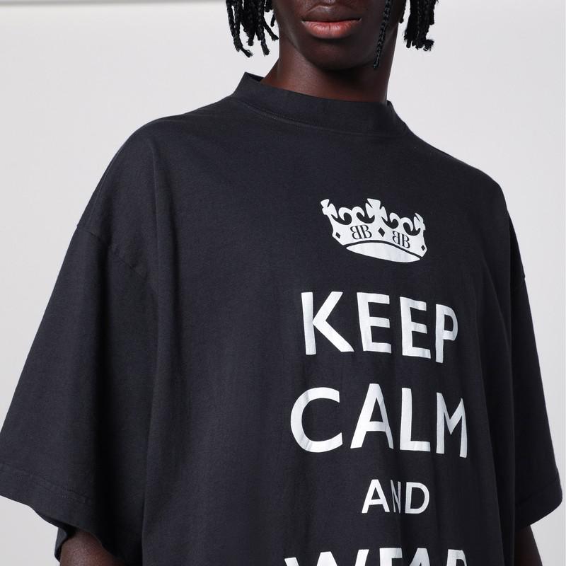 Balenciaga Keep Calm over washed black t-shirt - T-Shirts