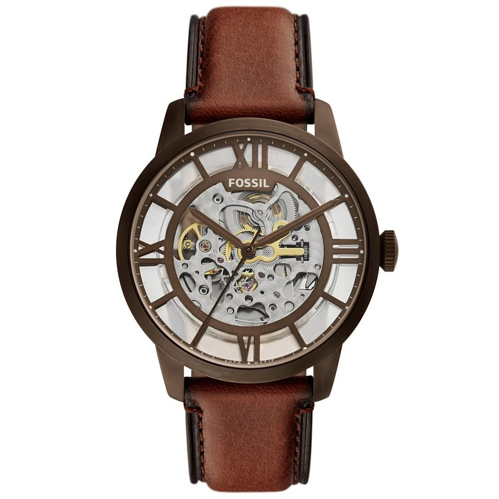 商品Fossil|Men's Townsman Brown Leather Strap Watch, 44mm,价格¥1797,第1张图片