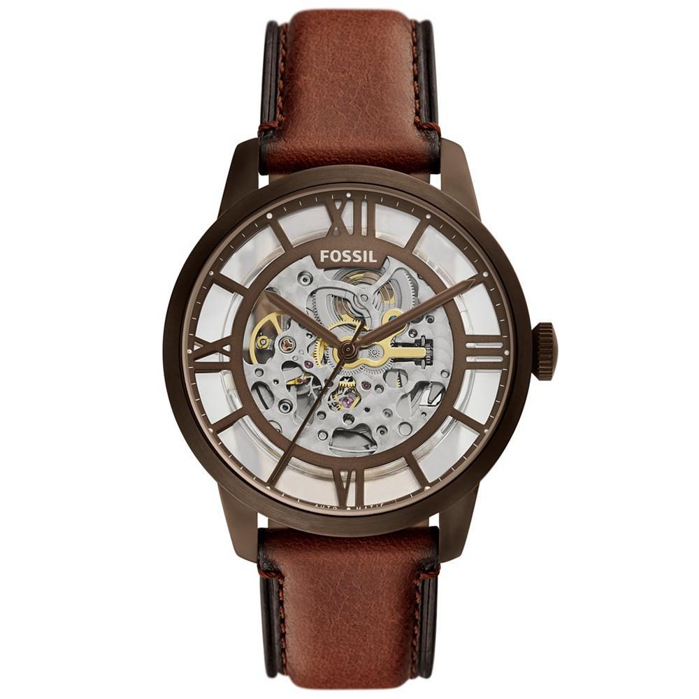 商品Fossil|Men's Townsman Brown Leather Strap Watch, 44mm,价格¥884,第1张图片