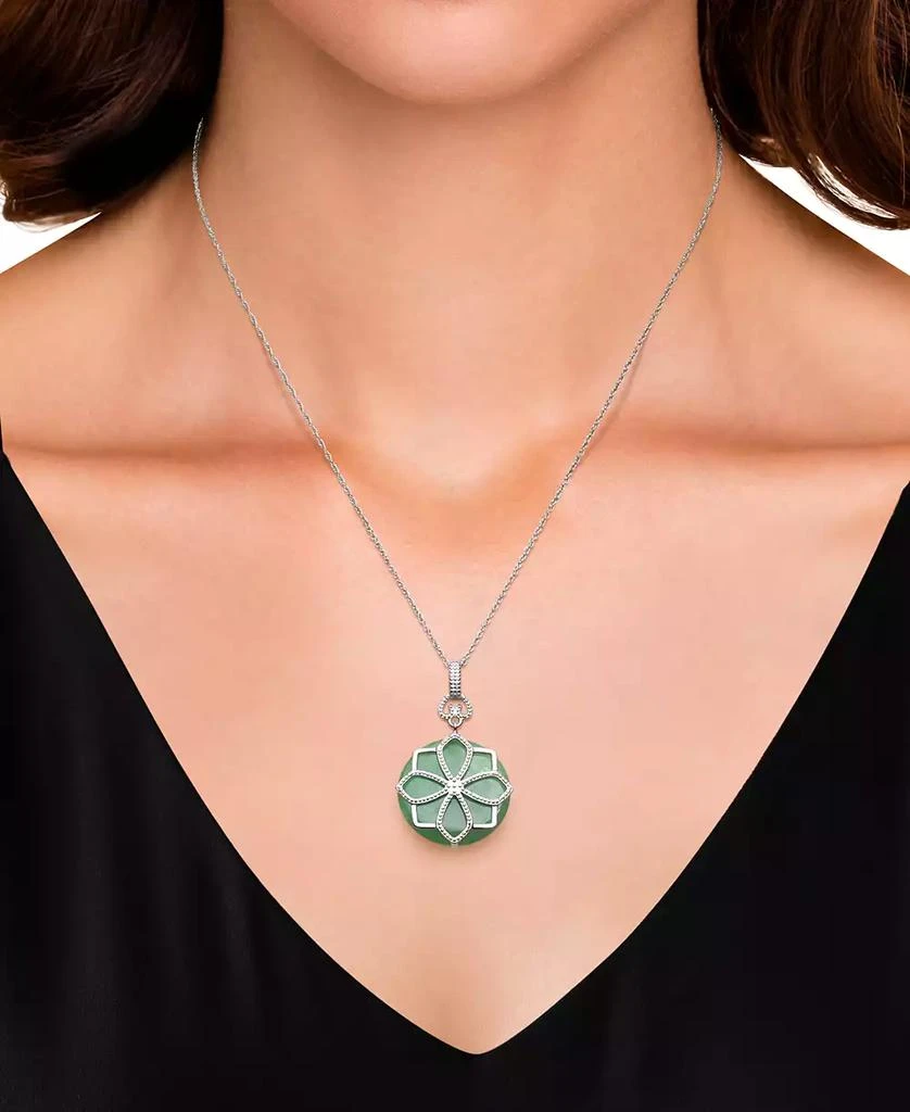 商品Macy's|Dyed Jade Flower Pendant (21 ct. t.w.) Set in Sterling Silver,价格¥1499,第2张图片详细描述