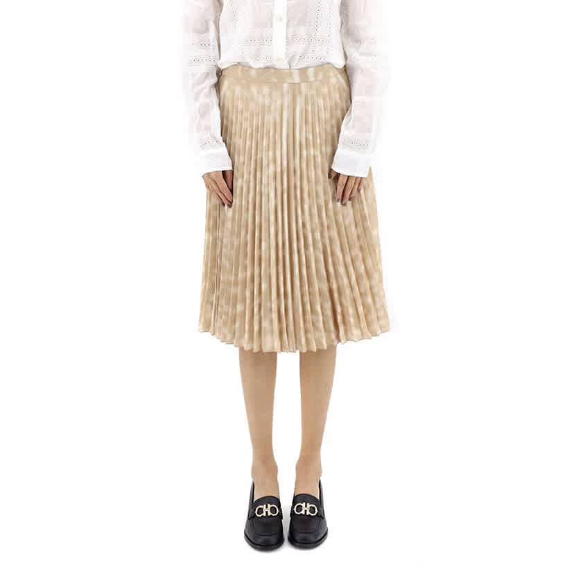 Beige Deer Print Pleated Skirt商品第1张图片规格展示